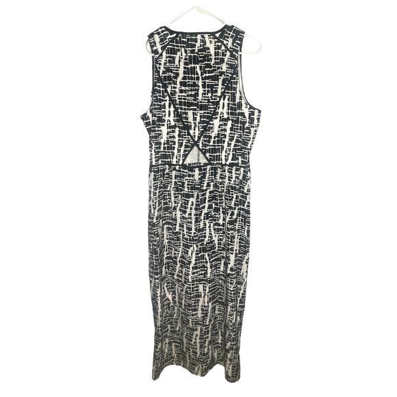 NEW! Banana Republic 12 Graphic Print Maxi Dress Sleevele Cutout Black White - Picture 5 of 8